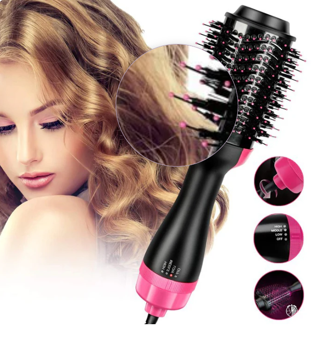 Escova Secadora de cabelo Modeladora Profissional 3 em 1- seca escovando,alisa e modela